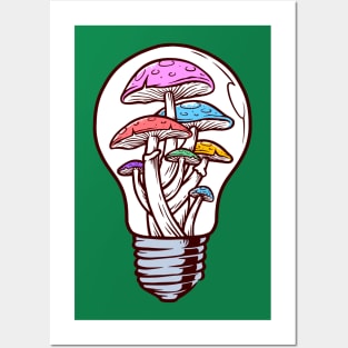 colorful light mushroom Posters and Art